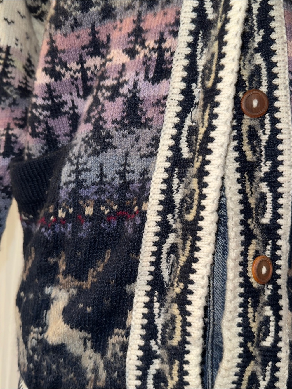 Multicolor Vintage Patterned Women's Knit Cardigan Sweater
